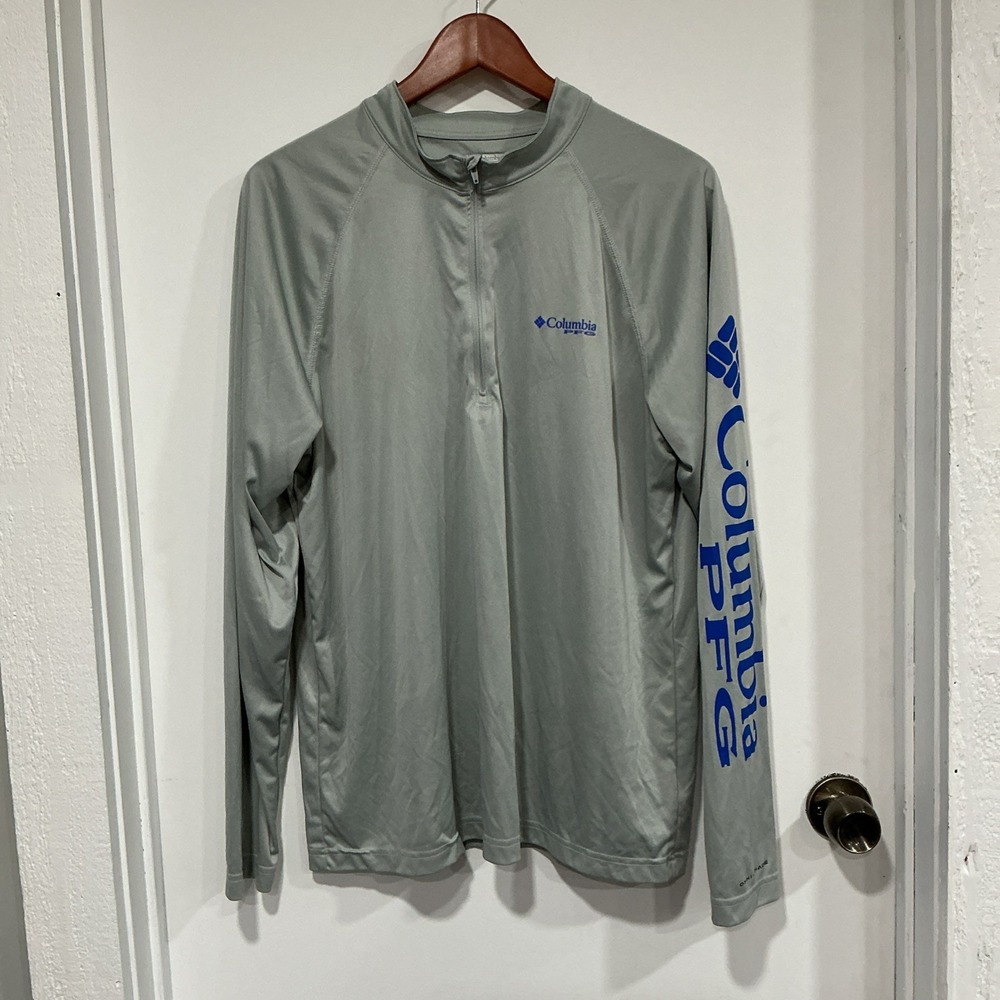 Columbia PFG Terminal Tackle 1/4 Zip Long Sleeve Fishing Shirt Gray, Large